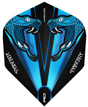 RED DRAGON Hardcore Peter Wright Snakebite Blau Transparent Dart Flights - 3 Sätze pro Packung (9 Flights insgesamt)
