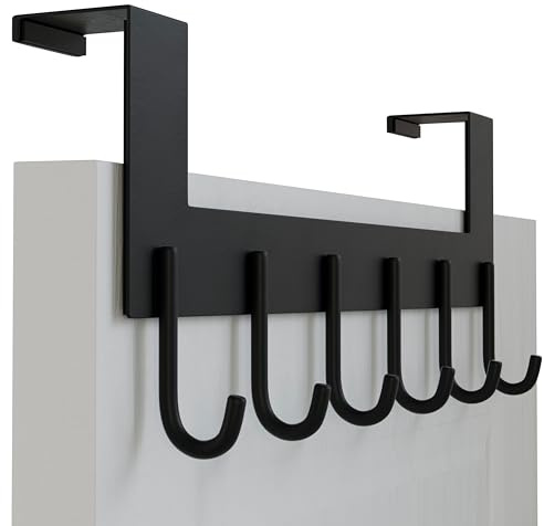 WEBI Over The Door Hooks for Hanging Door Hanger,Over Door Towel Rack,Over The Door Coat Hanger Rack for Towels,Clothes,Back of Bathroom,Black