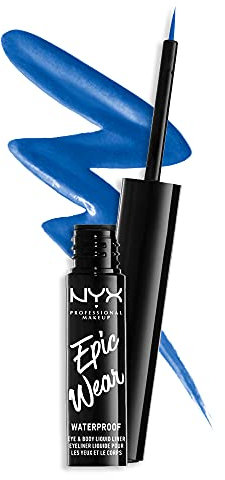 NYX Professional Makeup Epic Wear Semi-Permanent Liquid Liner, Langlebig, Wasserfest, Eyeliner und Body Art für Gesicht und Körper, Mattes Finish, Farbe: Sapphire