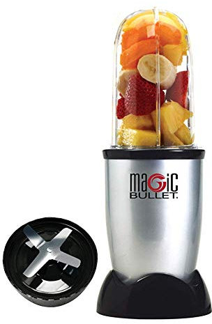 Nutribullet Mixeur (Magic Bullet) MBR-0328, 0,53 l, compact, à grande vitesse, pour smoothies aux fruits et légumes, sans BPA, 200 W, livre de recettes en espagnol, lavable au lave-vaisselle, gris