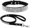 ETOPARS Hundehalsband und Leine mit Strasssteinen, Kristall Diamant Katze Hundehalsband Leine Set, Hundehalsband Geschirr, Hunde Strasshalsband