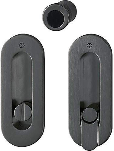 HOPPE M 472 Juego de manillas de puerta corredera M472-Inodoro atornillado oculto, negro satinado, schwarz satiniert