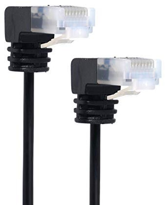 CY RJ45 UTP Câble réseau Ethernet, LAN, coudé, compatible avec Cat6, Cat6a, pour routeur d'ordinateur portable, TV-Box, ultra slim, 25 cm
