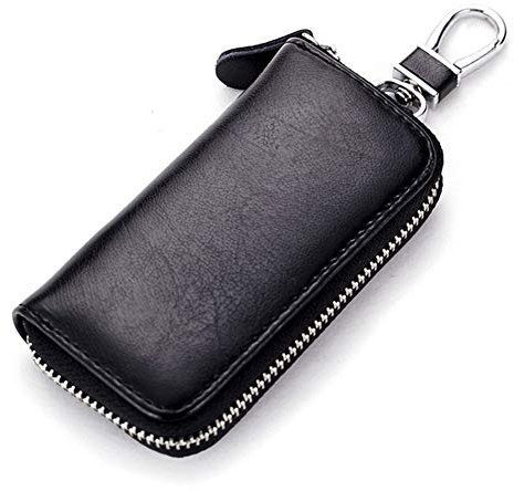 Portachiavi in ​​pelle per auto, Portafoglio portachiavi auto Custodia in Pelle con Cerniera per Auto Portachiavi Portamonete Astucci Chiavi Auto per Donna Uomo con 6 ganci e 1 portachiavi