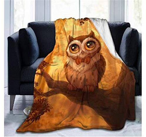 FANSU Kuscheldecke Flanell Decke, 3D Drucken Microfaser Flauschig Weich Warm Plüsch Wohndecke Fleece Tagesdecke Decke für Sofa und Bett (Eule,150x130cm)