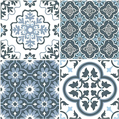 WallPops FP2951 Leyton Peel & Stick Floor Tiles, Blue