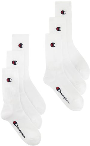 Champion Unisex Socks Basics 6pk Crew Füßlinge, Weiß, 31-34 EU