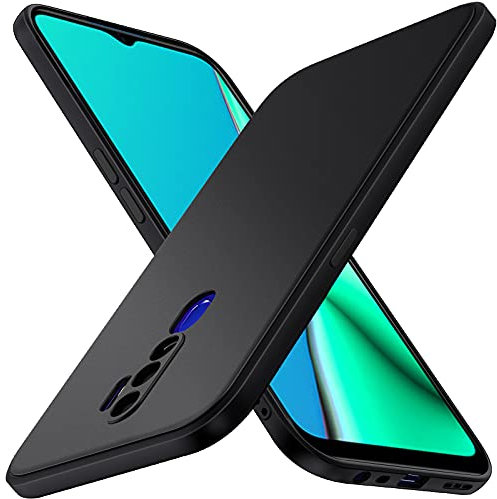 ivoler Noir Mat Coque pour Oppo A9 2020 / Oppo A5 2020 avec Protection Caméra, Ultra Mince Étui de Protection en Silicone Antichoc, Souple TPU Anti-Rayures Bumper Housse