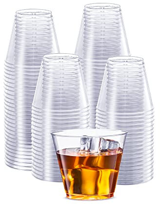 Clear Hard Plastic Cups / Tumblers [5 oz. Squat - 200 Count] Small Disposable Party Cocktail Glasses