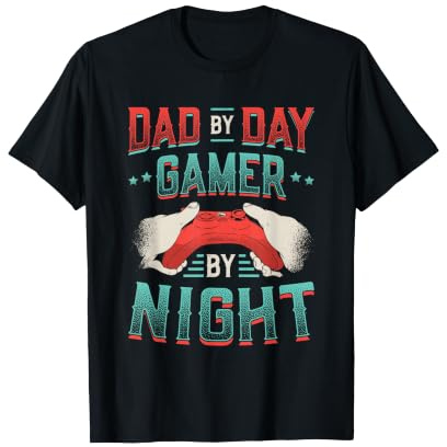 Dad By Day Gamer By Night Cool Gaming Dad T-Shirt