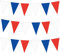 36 m Union Jack Farbe Wimpelkette Banner, 100 Stück Rot Blau Weiß Farben Dreieck Flaggen Girlande Indoor Outdoor String Banner für National Day Paraden Royal Party Sport Feier Geburtstag Hochzeit