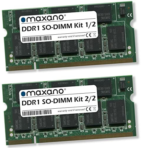 Maxano 2GB Kit 2X 1GB RAM Speicher DDR1 333MHz SO-DIMM kompatibel mit Dynabook/Toshiba Satellite 1900-703, -704, S704, S801, S802, -803, 824