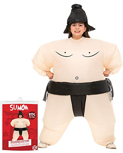 AirSuit® Aufblasbares Sumo-Kostüm für Kinder | Größe 120 bis 150cm | Ungewöhnliches Kostüm für Karneval | Aus sehr strapazierfähigem Polyester | Inklusive Aufblassystem | OriginalCup®
