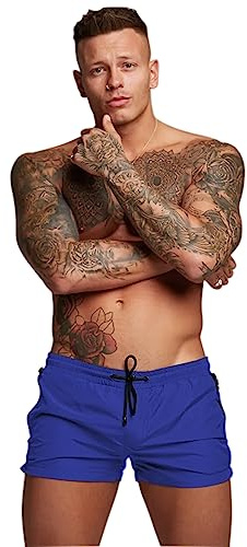 Redqenting Men’s Swim Trunks Quick Dry Swim Shorts Board Shorts with Triangle Mesh Lining Navy