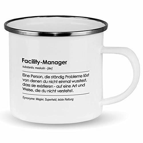 wowshirt Emallie Tasse Geschenk für Facility-Manager Definition Geburtstag Weihnachten, Farbe:White Metal