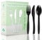 Couvert Plastique Set 90 Pièces,30 Fourchettes plastique,Couteaux et Cuillères en Plastique,Couvert Plastique Reutilisable Noir et Robuste Pour Anniversaire Barbecue Mariage ect (style 2)