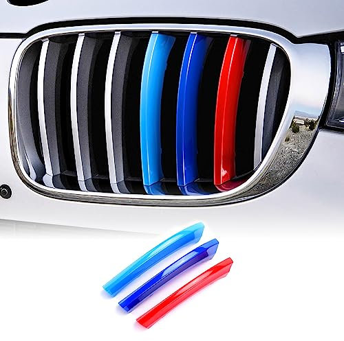 KUNGKIC Front Kühlergrill Einfügen Trims Streifen Grills Dekoration Compatible with 2011-2017 BMw X3 F25 X4 F26 Zubehör Sports Style Exterior 3 Stück