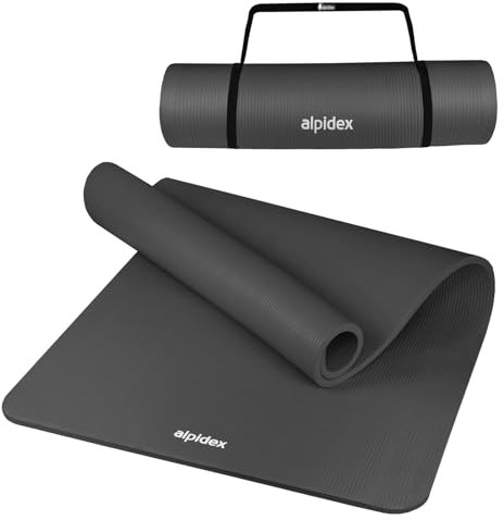 ALPIDEX Yogamatte Extra Dick 1,5 cm Gymnastikmatte 3 Größen E-Book rutschfest Phthalatfrei Fitness Matte Turnen Pilates Sport Physio HIIT Yoga Trainingsmatte Isomatte, Anthracite, 190 x 100 x 1.5 cm