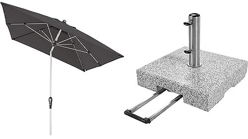 Doppler Sonnenschirm Aluminium 190x290 Anthrazit Granit-Sonnenschirmständer mit Ausziehgriff 72kg