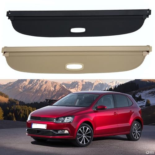 ZUMAHA Auto Einziehbarer Laderaumabdeckung Kofferraum Cargo Cover für Volkswagen VW Polo 2011-2020 Kofferraumabdeckung Rollo Schutz Innere Zubehör,Beigestyle