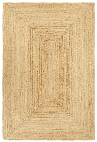 ARKEM Teppich Handgefertigt Jute Rattan Teppich 200x300 cm Teppich Natur Teppich Boho Rund