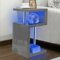 Blisswood High Gloss Coffee Table Small Side table With Storage Shelves, 2 Tier Sofa End Table With Led RGB Lights Rectangle S Shape Coffee Tables For Living Room Furniture (Grey)
