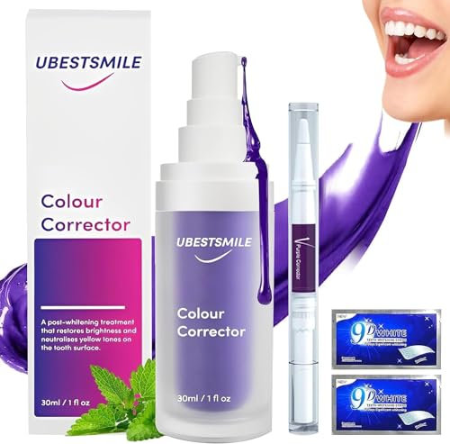 Uirheurd Serum Denti Dentifricio Viola Sbiancante Rimozione Macchie & Decolorazione Hi Smile Funziona Strisce per Sbiancamento Denti 1 PcsTooth Whitening Powder Dentifricio Aromatizzato all'Anguria