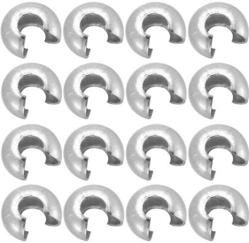 SUNNYCLUE 1 boîte de 120 Cache-Perles à Sertir de 4 mm, Demi-Rondes Ouvertes, Cache-Nœuds, Petits Embouts en Métal, Couvercle de Perles D'Espacement en Acier Inoxydable pour la Fabrication de Bijoux,