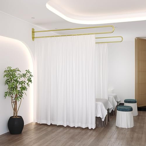 raumteiler vorhang divider 78 Zoll hoher Trennvorhang für Raumteiler, an der Wand montierte dünne Vorhänge, U-Metallschienen-Stützstange, Wandtrennwand für Schönheitssalon/Klinik/Lounge-Räume, 1/2/