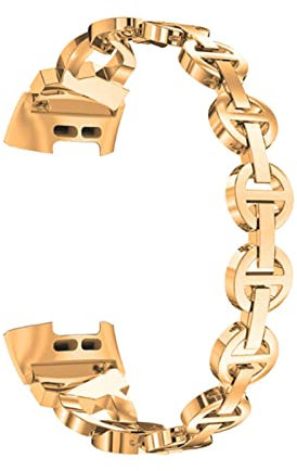 ENICEN Bling Diamond Straps Compatible With Fitbit Charge 5 Smart Watch Band Stainless Steel Wristband Metal Loop Chain Bracelet Compatible With Charge 2 3 4 ( Color : Rose gold , Size : For charge 5