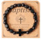Eigso Schwarz Holzperlen Armband Ostern Geschenk für Mann Ehemann Matt Onyx Perlen Christian Kreuz Armband für Mann Frau