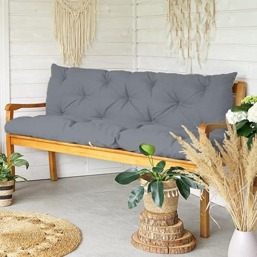 4L Textil Bankauflage Gartenbankauflage Bankkissen Polsterauflage Hollywoodschaukel Auflage für Gartenbank Sitzkissen und Rückenkissen wetterfest Stuhlkissen(100x50x50 cm),Dunkelgrau UV-beständig