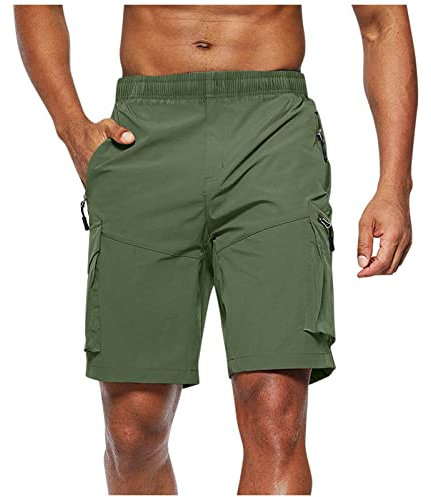 Kurze Hosen Herren Regular Fit Activewear-Shorts Für Herren Kompressionshose Herren Leinen Shorts Herren Kurz Herren Shorts Sommer Y2k Mtb Hose Herren Kurz Leinen Shorts Herren Sommer(1-Green,L)