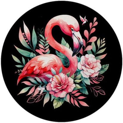 Rosa Flamingo Magnet rund Rosa Flamingo Magnet rund Stilvoller Vogel mit Langen Beinen Federn Schnabel Stehend im Wasser