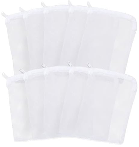 COMNICO Aquarium Filter Media Bags, 10 Pcs Reusable Fine Mesh Bag 7.9 x 5.9 Inch Bags for Aquarium Filter Media Activated Carbon Fish Tank Resins Filter