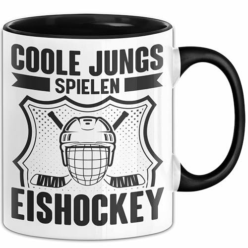 Eishockey Spieler Geschenk Tasse Vintage Ice Hockey Retro Hockey Coole Jungs Spielen Eishockey (Schwarz)