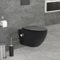 LuxeBath WC Suspendu sans Rebord avec Fonction Bidet, Long 53,5 cm, Noir Mat, Chasse d'Eau Tornade, en Céramique, Abattant Softclose Amovible en Duroplast, Cuvette avec Siège à Fermeture Automatique
