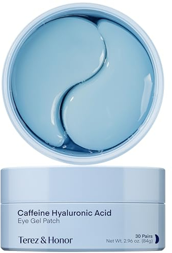 Terez & Honor Under Eye Patches for Dark Circles - 60 Korean Hydrogel Masks for Puffiness, Bags, Wrinkle with Caffeine, Hyaluronic Acid, Niacinamide - Undereye Hydrating & Cooling, Vegan, No Fragrance