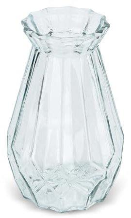 DUTTY Vase en verre dégradé multicolore avec surface géométrique colorée pour la maison, le bureau, un mariage ou un fleuriste (transparent)