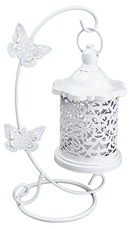 Alipis Kerzenständer aus Eisen Hohler Vogelkäfig Design Weiß rutschfest für Garten und Eingangsbereich Elegante und Kreative Tischdekoration für Warme Atmosphäre