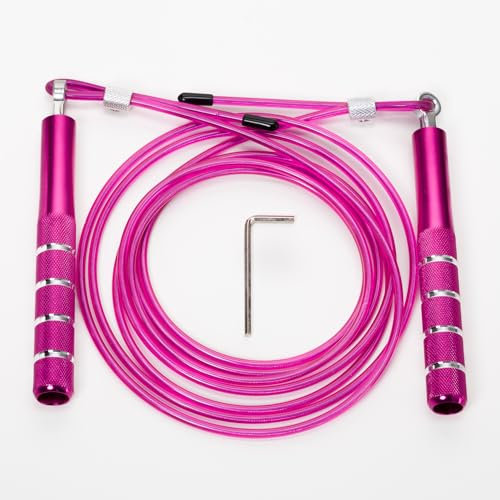 Corde à sauter, corde à sauter de vitesse pour l'exercice de remise en forme, corde à sauter réglable pour adultes pour hommes, femmes, enfants, filles (Rose)