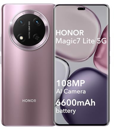 HONOR Magic7 Lite 5G Smartphone 8GB 256GB, 6.78 120Hz AMOLED écran incurvé, 108MP Caméra Arrière, Android 14, Dual Sim, Google Play, NFC, Violet