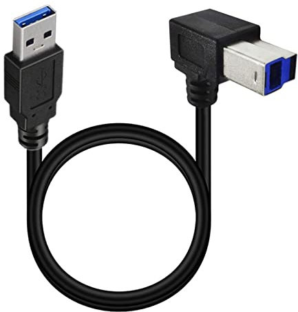 HYROOY Cable USB 3.0 flexible A macho a B macho, 90 grados derecho, cable de impresora USB 3.0 para escáner, cable de datos USB de impresora
