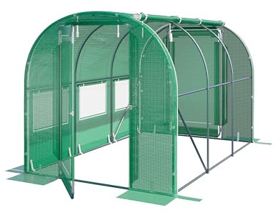 Serre Tunnel Premium TOOLPORT 2x3m avec Porte pivotante, bâche PE 180 g/m² Vert Transparent