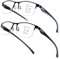 Missfive 2 Pack Gleitsichtbrille Herren Progressive Multifokus Lesebrille, TR90 Bügel Blaues Licht Blocking Anti UV/Augenbelastung Gleitsicht Lesebrille No-Line Halbrahmen Multifokalbrille, 1.25x