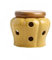 Pot à ail en céramique avec trou et couvercle en bois - 10,2 cm - Jaune