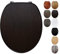 Fanmitrk Toilet Seat Dark Wooden, MDF Moulded Wood Toilet Seat with Adjustable Zinc Alloy Hinges with Bottom Fixings, Easy to Clean and Install (JHA416-02)