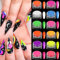LOPHE 12PCS Neon Pigment Powder for Nails Eyeshadow, Luminous Chrome Nail Powder, Upgrade Fluorescent Neon Rainbow Smoke Nails Glazed Donut Nails Powder for Nail-Art Design Decoration