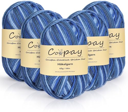 Coopay 5 Gomitoli di Filato per Maglieria Sfumato, 225 g, Filato per Uncinetto Morbido Multicolore, 5 capi di Lana per Uncinetto, Gomitoli Lana per Vestiti per Sciarpe, Calzini - Blu Viola