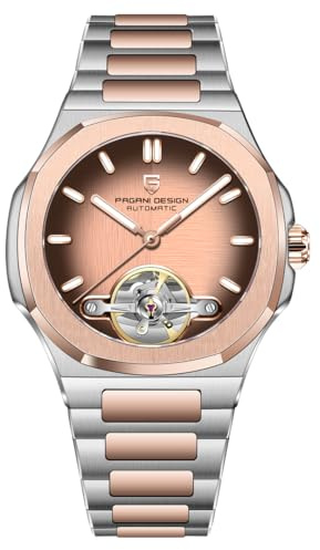 RollsTimi Pagani Design YS025 Men's Automatic Watch Skeleton Dial Tourbillon-Style E3251 Movement Sapphire Crystal 100M Waterproof Stainless Steel Luxury Sports Watch